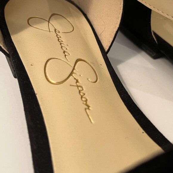 Jessica Simpson Cayleen Black Pointed Toe Ankle Strap Flats Women's Size 8M - Picture 6 of 12